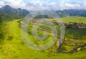 The green field on the upper Gianh river