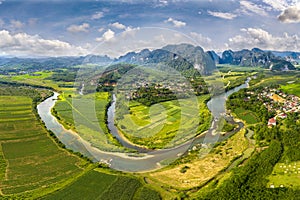 The green field on the upper Gianh river