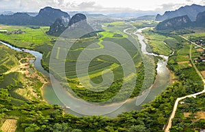 The green field on the upper Gianh river