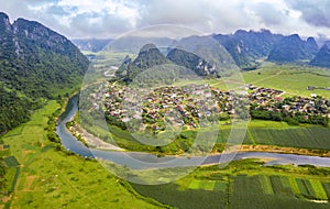 The green field on the upper Gianh river