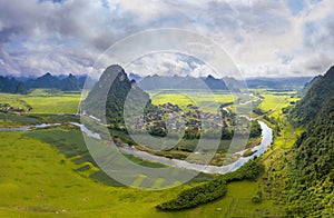 The green field on the upper Gianh river