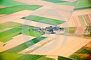 Green fields aerial view before harvest at summer