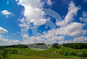 Green fields and blue sky