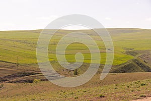 Green fields in the mountains