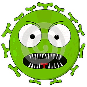 Green fierce virus on white