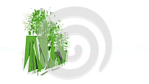 Green financial background made of 3d poligons. Polygons rotate and are collected in a picture. euro dollar icon bitcoin