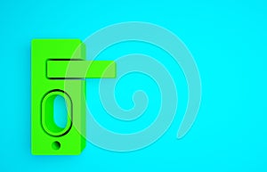 Green Fingerprint door lock icon isolated on blue background. ID app icon. Identification sign. Touch id. Minimalism