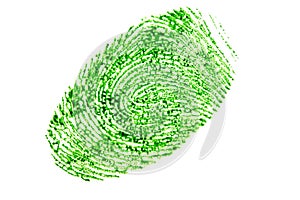 Green fingerprint isolated on a white background