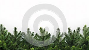 Green Fir Tree Pine Needle Branches Christmas White Frame Background Illustration