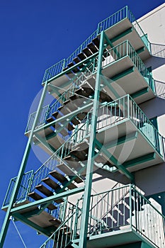 Green fire escape angle side