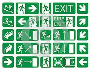 Green fire safety sign. Vector illustration