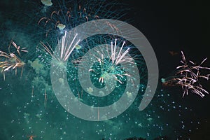 Green fireworks celebration
