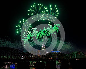 Green Fireworks Over the Cincinnati Skyline photo