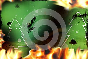 Green Firs fire flames burning background