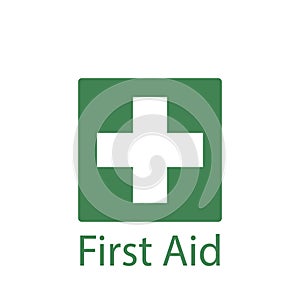 Green First aid medical button sign. Stock Vector illustration isolated on white background