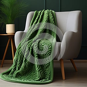 Green Fleece Patterned Comfortable Blanket For A Cozy Ambience