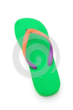Green flip flop isolated on white background