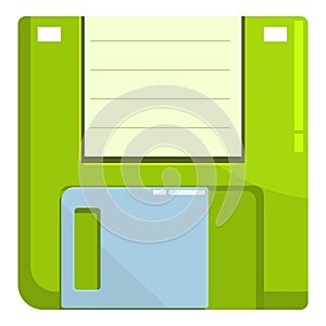 Green floppy disk representing saving data concept
