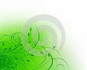 Green floral abstract curve