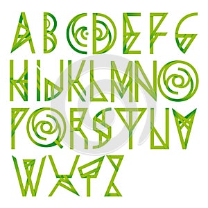 Green floral alphabet font