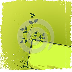 Green floral background with grunge banner