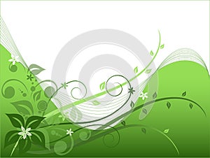 Green floral background, vector