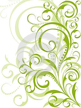 Green floral design on white background photo