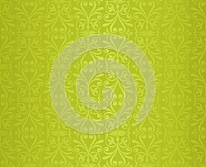 Green Floral Easter Decorative ornate pattern wallpaper vector repeatable design backround