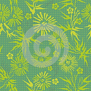 Green floral Japanese pattern