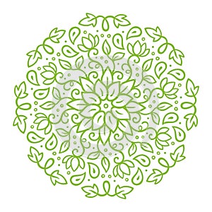 Green floral mandala circle ornament