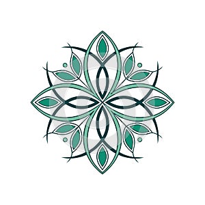 Green Floral Ornament Vector Symmetrical Celtic Knot Mandala Element