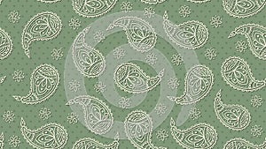 A green floral paisley pattern background. Vector.