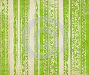 Green floral wood carved stripes