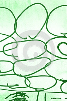 Green flower hand drawn watercolor background, raster illustration