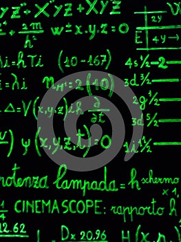 Green fluo mathematical calculation on blackboard