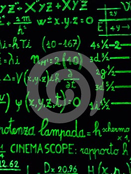 Green fluo mathematical calculation on blackboard photo