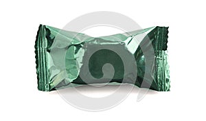 Green Foil Wrapped Chocolate Truffles on a White Background