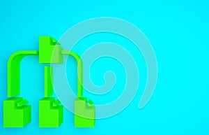 Green Folder tree icon isolated on blue background. Computer network file folder organization structure flowchart