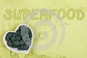 Green food supplement background.