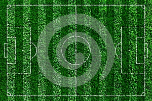 Green football field, soccor field from top view.