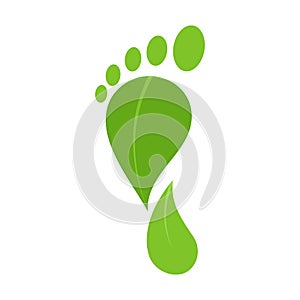 Green footprint icon, label