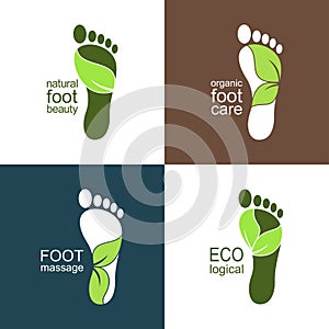 Green footprint icons with leaves