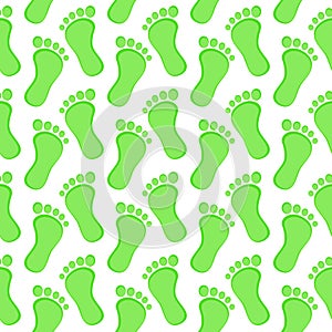 Green Footprints Seamless Pattern
