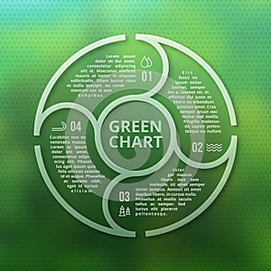 Green forest eco infographic on unfocused blurred smooth creative background