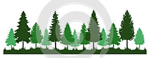 Green Forest Pine Tree Silhouette Clipart