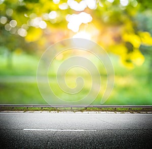 Green forest road background