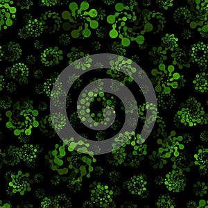 Green forest trees abstract seamless circles design pattern unusual. Vector repeatable round shapes background