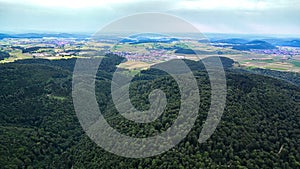 Green forests on the Swabian Alb - aerial view