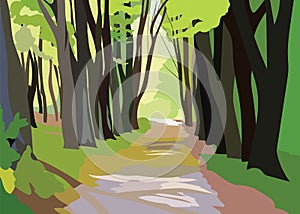 Green Forrest Trees Vector