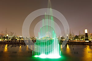 Green fountain of dayanta tower night sight, adobe rgb